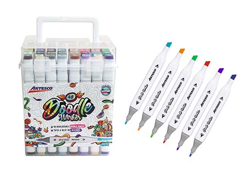 MARCADORES DOODLE DOBLE PUNTA SET 48 PCS